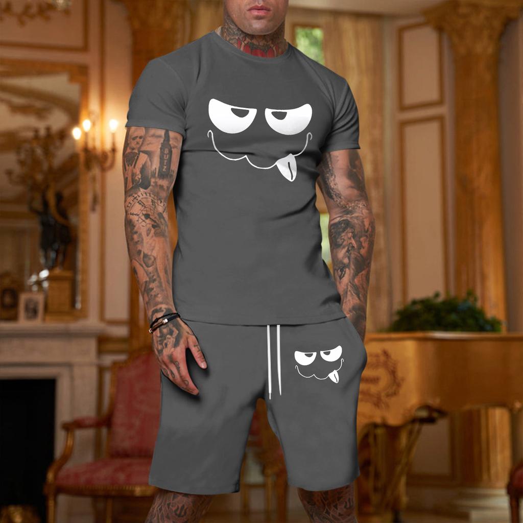 Men's Loose Fit Short Sleeve T Shirt and Shorts Set Casual Two Piece Outfit Comfortable Summer Wear Breathable Fabric Suitable for Outdoor Activities
