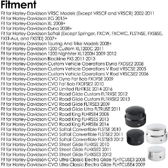 Rear Axle Cap Nut Covers, Motorcycle Rear Axle Cover Cap Nut Bolt Kit, Compatible with Harley Touring Electra Road Glide Softail - Black