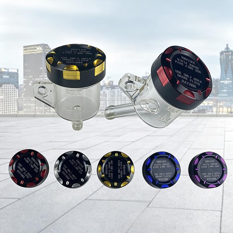 Motorrad Bremsflüssigkeitsbehälter Bremsflüssigkeitsbehälter Transparent Motorrad Bremsölbehälter Oberer Pumpenölbecher Mit CNC-Deckel