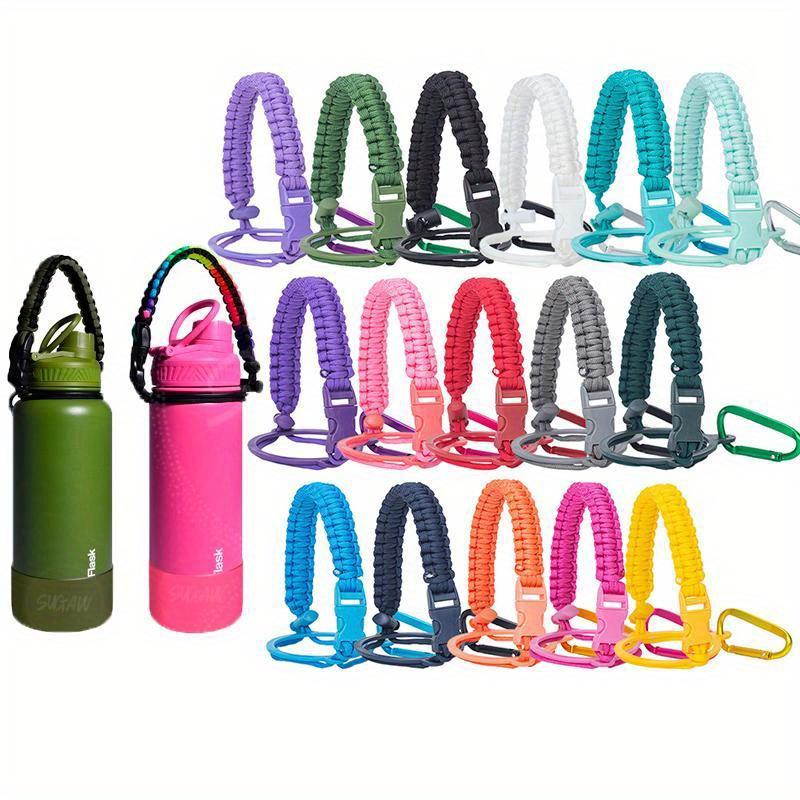 12-64oz Water Bottle Accessories Paracord Rope Holder Wide Mouth Bottle Portable Rope Hand Strap Cup Carrier Color Cupful Rope