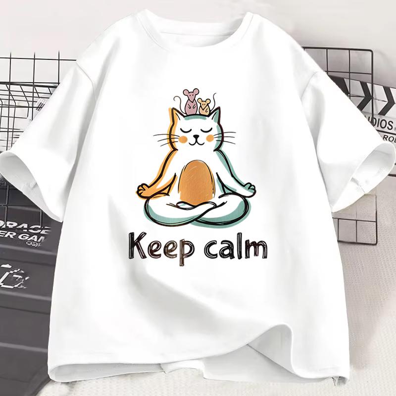 Fun Cat Graphic Tshirts Humor Short Sleeve Tee Shirt for Unisex Unisex Vintage Fishing New Crew Neck Tshirts Funny Kitten Tshirt