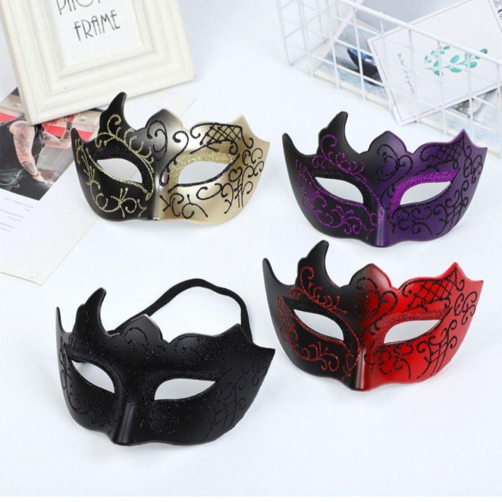 1Pc Party Bar Make-Up Ball Halbe Gesicht Männer Gemalt Gold Pulver Maske Glitter Maske Party Cosplay Requisiten