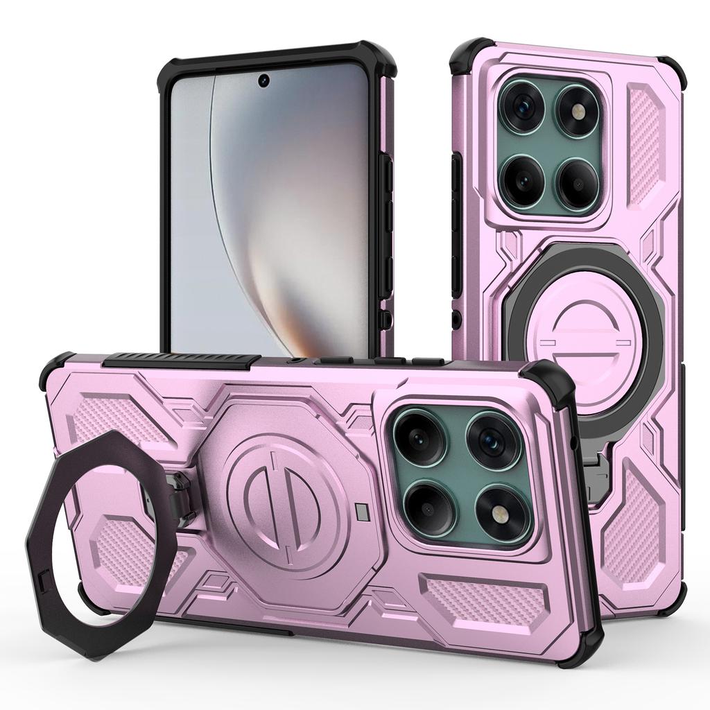 For Motorola Edge 60 Fusion 5G Magnetic Case Rotating Metal Kickstand PC+TPU Phone Back Cover