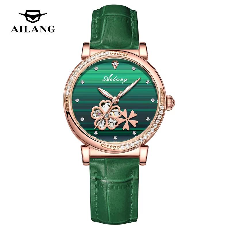 Seagull Fashion Women's Watch Leather Strap Waterproof Skeleton Automatic Mechanical For Ladies Watch Necklace Set 8867 Series
