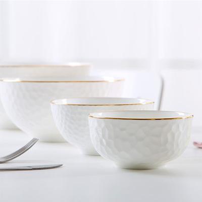 China Keramikgeschirr Haushaltsnudelschüssel Bone China Große Suppenschüssel Goldener Rand Salat Pastaschüssel 8 Zoll Küchengeschirr