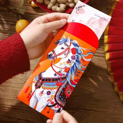 6 Stück Chinesisches Neujahr Roter Umschlag 2026 Jahr des Pferdes Glücksgeld Rote Päckchen Hong Bao für Frühlingsfest Geburtstag