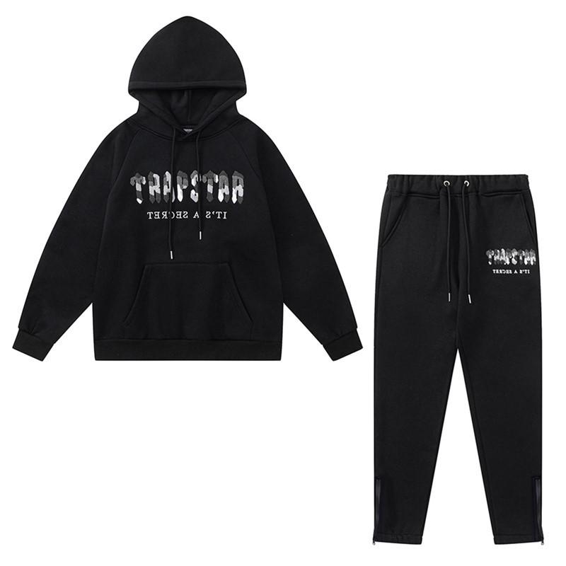 Ensemble Décontracté Hoodie Rouge/Noir Tête de Tigre Brodé Homme & Couple Trapstar Européen & Américain avec Pantalon Long