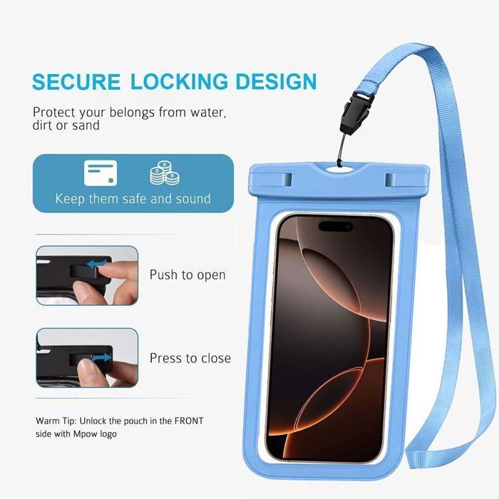 Housse Étanche pour Redmi Note 14 Pro/Pro Plus/Note 13 Pro/Note 12 Pro/Note 11/11S/10, Protection IPX8 Tactile Sensible - Bleu