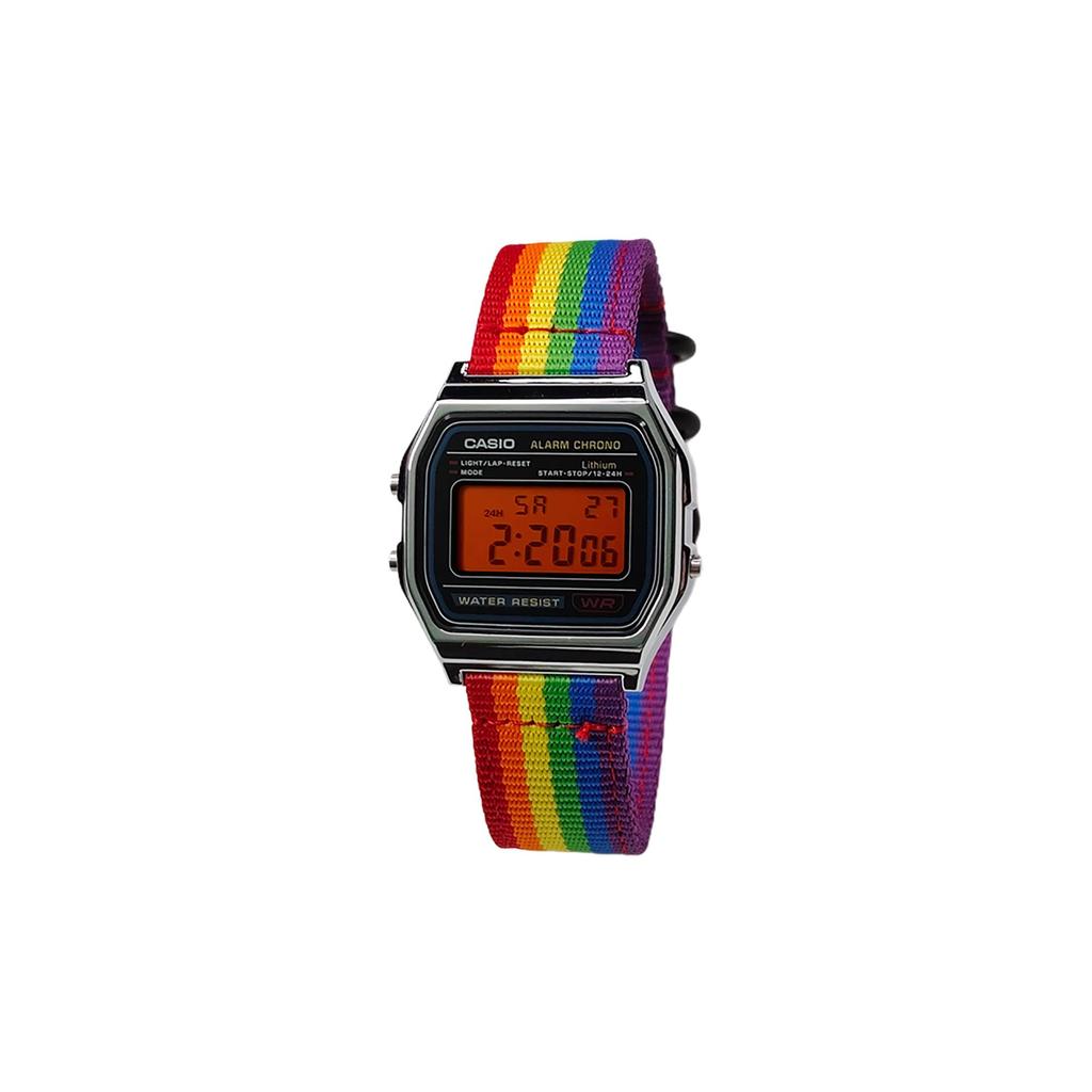 CASIO Custom Collection Quartz Movement Nylon Strap Watch Unisex Black Dial A158WA-1(Watch5--)