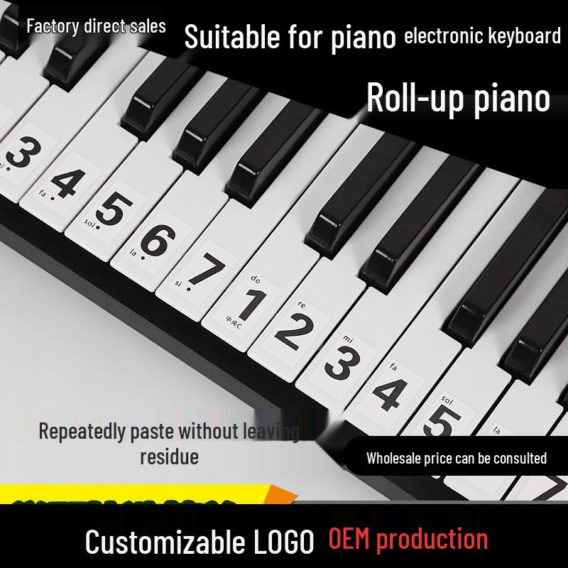 Piano Keyboard Stickers for 88/61/54 Keys - Staff Notes, Pitch, Phonetic Symbols, Universal Fit English 61 keys