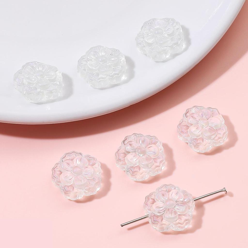 Multi-colored Twin Flower Shaped Glass Beads 15mm 10pcs For Jewerlry Making DIY Bracelet Necklace