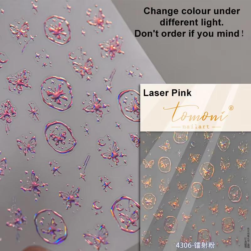 1pcs 5D Relief Kawaii Colorful Star Nail Art Stickers Multi Macaron Mangxing Nail Decorations Self Adhesive Decals Accessories