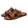 Herren Pantoffeln Handgemacht Einfache flache Sandalen Braunes Leder Schwarze Sommer Römische Sandalen Offene Zehe Strandschuhe Übergröße
