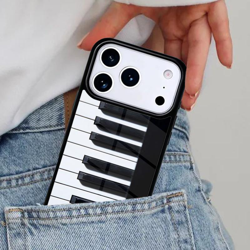 Piano Keys Vintage Music Notes Phone Case for iPhone 17ProMax 12 13 14 15 16e 17 Pro Max Plus Air Cover