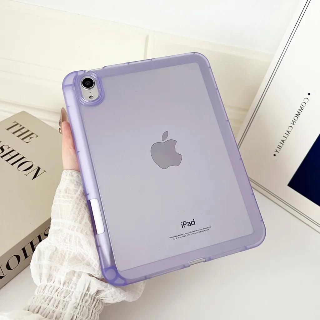 Coque Transparente HD pour iPad Air M3 11 Air6/5/4 M2 Pro11 M4 TPU Souple Funda pour iPad A16 11/10ème Mini7 A17Pro Cache-emplacement pour Stylet iPad Air3 10.5 2019