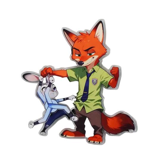 Drehbarer Fuchs Hase Kühlschrankmagnet Acryl Cartoon Filmfigur Tier Kühlschrankmagnet Heim Büro Küchendekoration Filmfans Geschenk