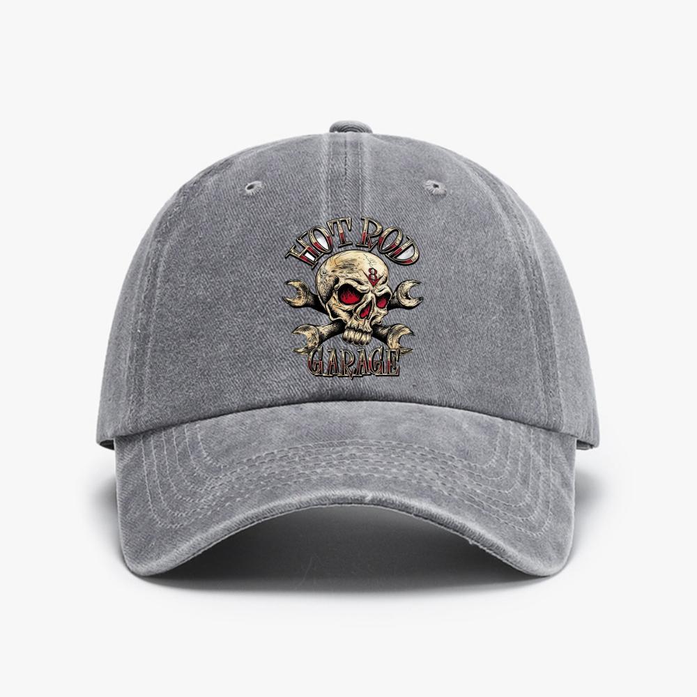 Hotrod Garage Skull Unisex Baseball cap Vintage Racer Dad Hat Outdoor Washed Soft Top adjustable cowboy hats Adjustable