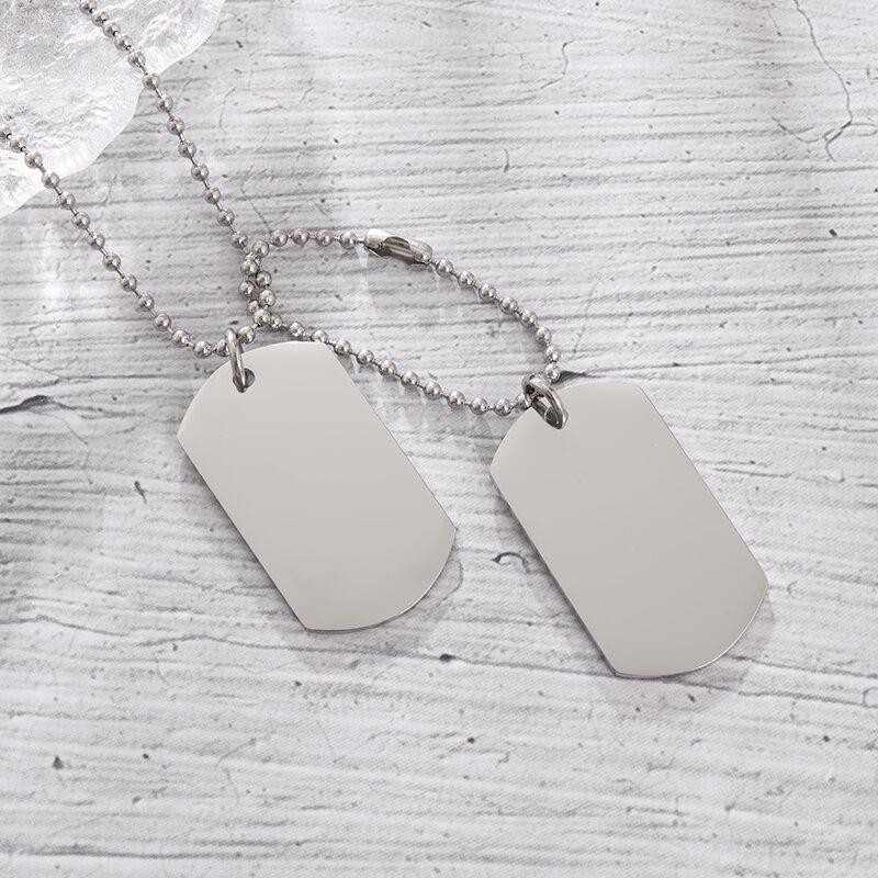 Collana da Uomo con Doppia Medaglietta Rettangolare in Acciaio Inossidabile, Ciondolo Medaglietta Militare in Acciaio Titanio, Gioielli Militari da Uomo
