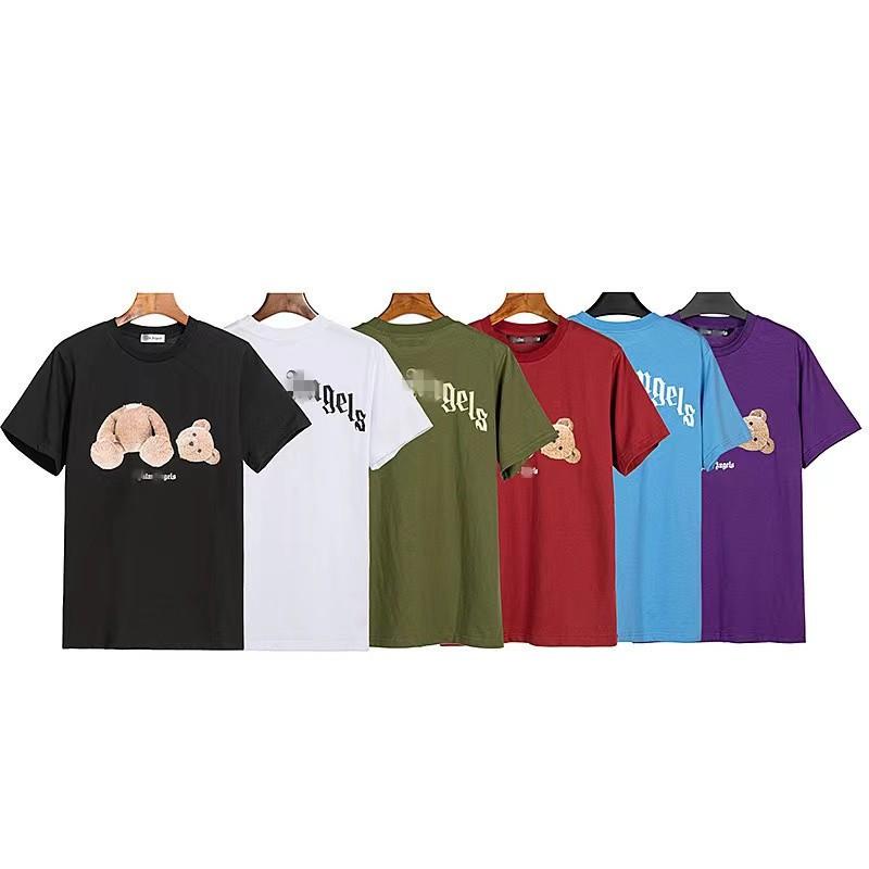 SS Cartoon Bear Print T Shirt Loose Fit Unisex Casual Short Sleeve Tops