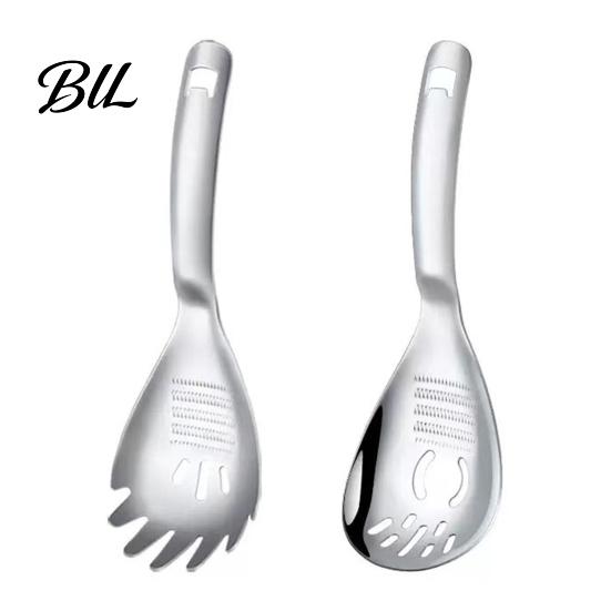Non Slip Handle Cooking Spoon Stainless Steel Grinding Spoon, Multifunctional Kitchen Gadget, Garlic Ginger Heavy Duty Metal Utensil Mashing/Egg