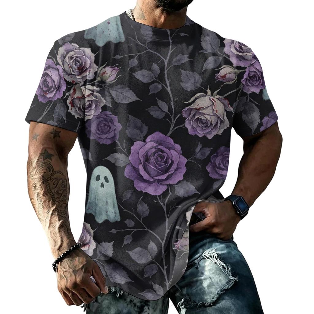 Men's Halloween T-Shirt Short Sleeve Round Neck Printed Tee for Casual Wear