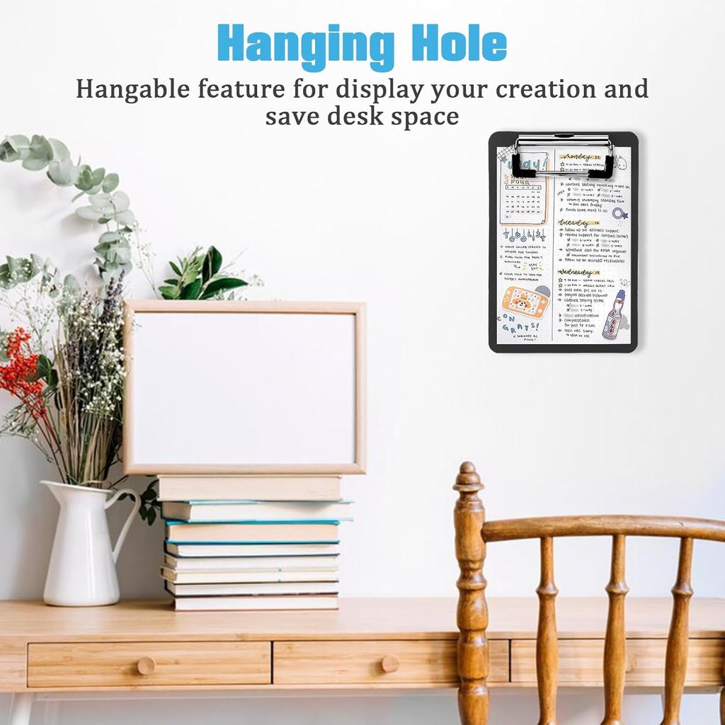 4 Pack Plastic Mini Clipboard 4 X 6 Inch,Small Clipboards with Clip,Small Clipboard Clip Boards,Orange Blue White and Black Clip Board,Plastic