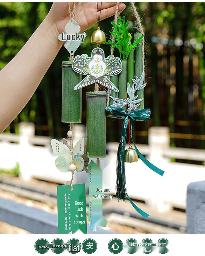 Autumn Festival Bamboo Wind Chimes: Ancient Chinese Style Handmade Bells & Pendants