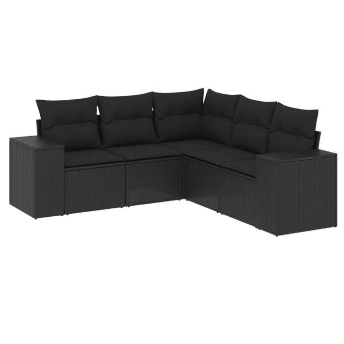 VidaXL Garden Lounge Set with Cushions 5 Pcs, Patio Sofas, Patio Furniture Set, Outdoor Furniture, Black 3254882