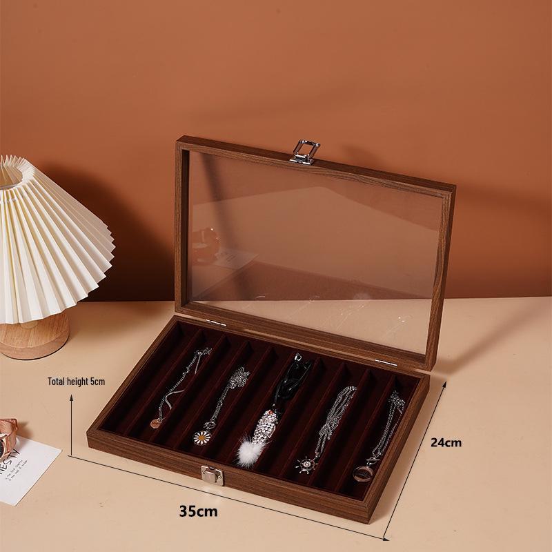 Walnut Wood Jewelry Storage Box with Lid for Bracelets, Necklaces, Rings, and Earrings