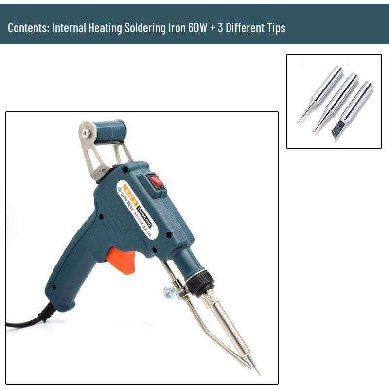 Electric Soldering Iron 60W: Internal/External Heating, Single-Handed, Semi-Automatic Solder Dispenser.