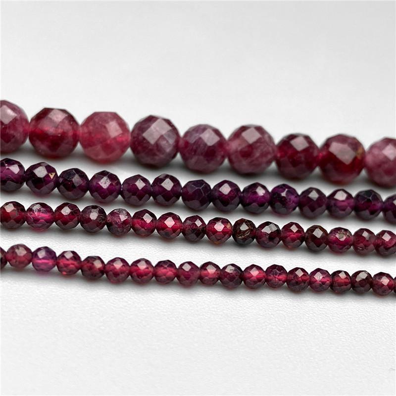 Natural Red Garnet Faceted Round Beads Shinny Stone For Jewelry Making DIY Bracelet Necklace Strand Woman Jewelry Accessories