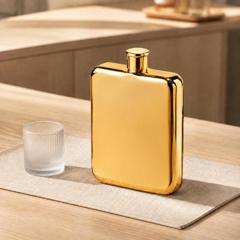 Portable Stainless Steel Square Hip Flask With Screw Lid, 7oz Small Pocket Liquor Bottle For Easy Carrying In Backpacks Or Bag