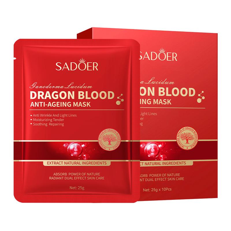 10 Stück Drachenblut-Nikotinamid-Reparaturmaske, feuchtigkeitsspendendes Kristall-Kollagen-Gel, Gesichtspflege