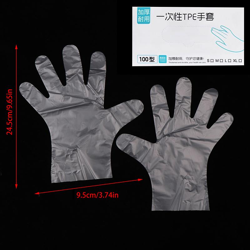 100Pcs Latex Free Gloves Tpe Disposable Gloves Transparent Non-Slip Acid Work Safety Food Grade Household Cleaning Gloves