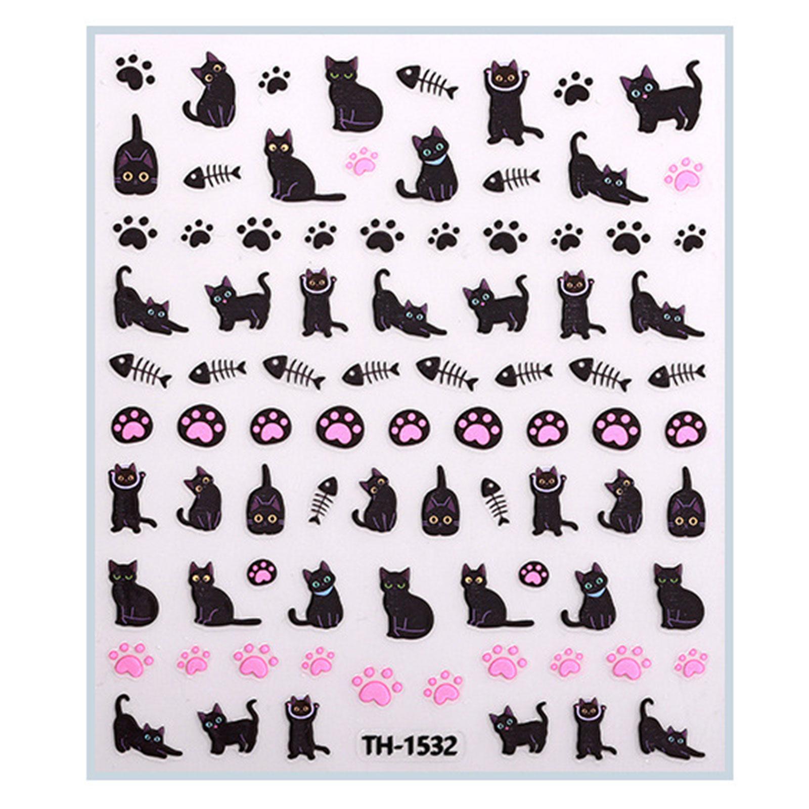 

Наклейки для ногтей с бантиками для нейл-арта 3D наклейки для нейл-арта с кошачьими лапками для дизайна ногтей наклейки для ногтей украшения для нейл-арта 3