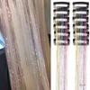 Box Set of 12 Pieces of Wigs with Laser Gold Wire Extensions for Women's Shiny Colored Silk Wigs