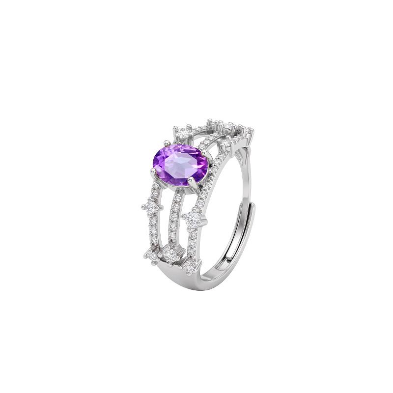 New S925 sterling silver citrine ring women's texture hollow design niche light luxury natural stone jewelry