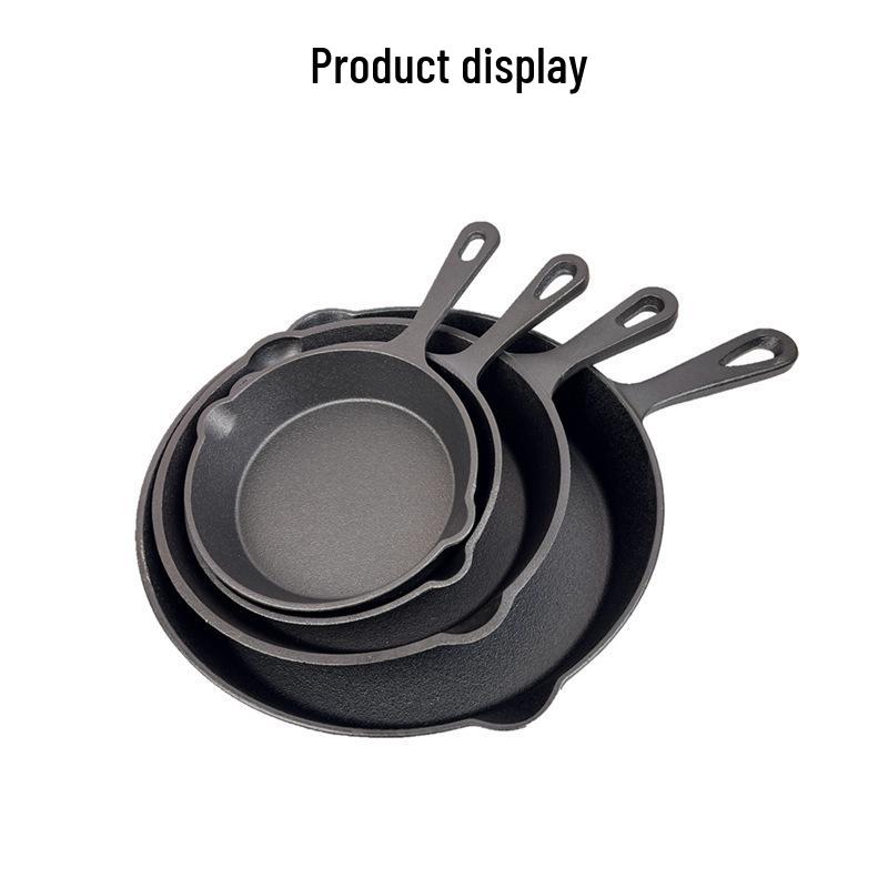 Mini sartén de hierro fundido de estilo antiguo con fondo plano: gruesa, antiadherente, adecuada para cocinas de carne, de gas y de inducción