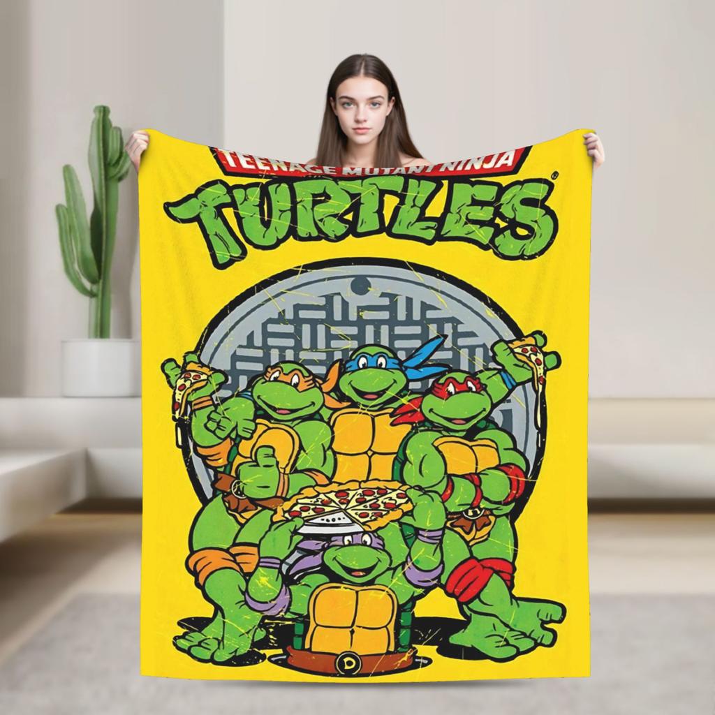 Soft Blankets Camping TMNT Game  Throw Blanket  Flannel Bedspread For Couch Chair Sofa Bed Street Trend Sofa Bed Cover