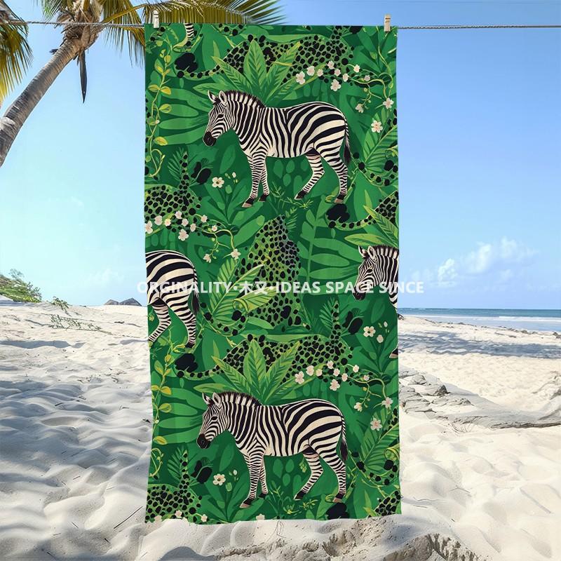 Zebra Tropischer Dschungel Strandtuch Gemustert Sonnenschutz Und Winddicht Geeignet Für Schwimmbad Camping Reisen