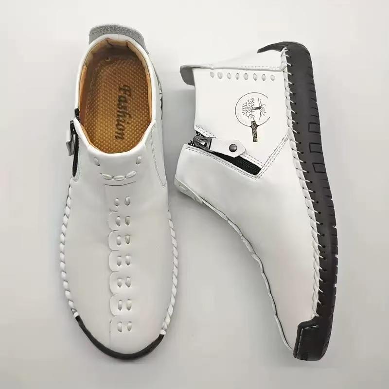 Herrenstiefel Mode Reißverschluss Schuhe Leder Herren Stiefeletten