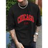 Men's Red Chicago Design Sense Printing Sports Leisure Commuter Versatile Short Sleeve T-Shirt