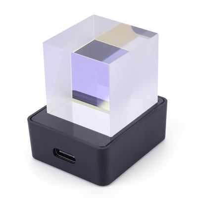 Crystal Cube Holographic Display Smart Weather Station & Digital Clock w/GIF Photo Animations Album for Desktop Decoration Clock