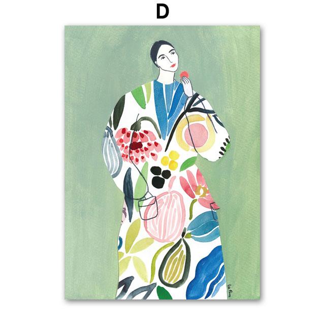 Tulip Vase Woman Coat Flower Fruit  Abstract Gallery Posters And Prints Wall Art Canvas Painting Pictures For Living Room Decor