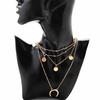 Fashion women's neck chain trendy street shot, multi-layer round bead chain sequined moon pendant necklace