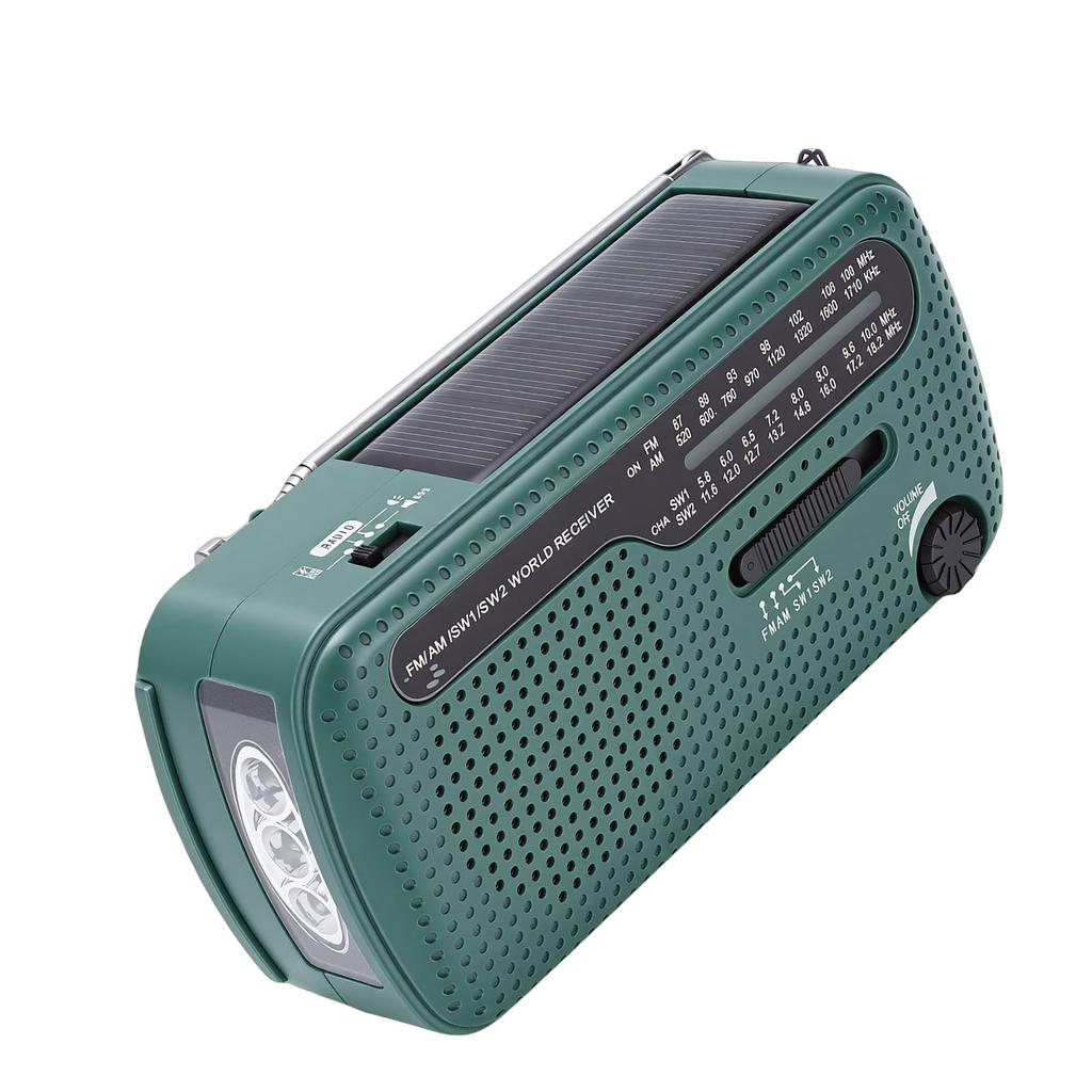 Portable Solar Radio NOAA Weather Hand Crank AM FM Shortwave Emergency Radio with LED Flashlight
