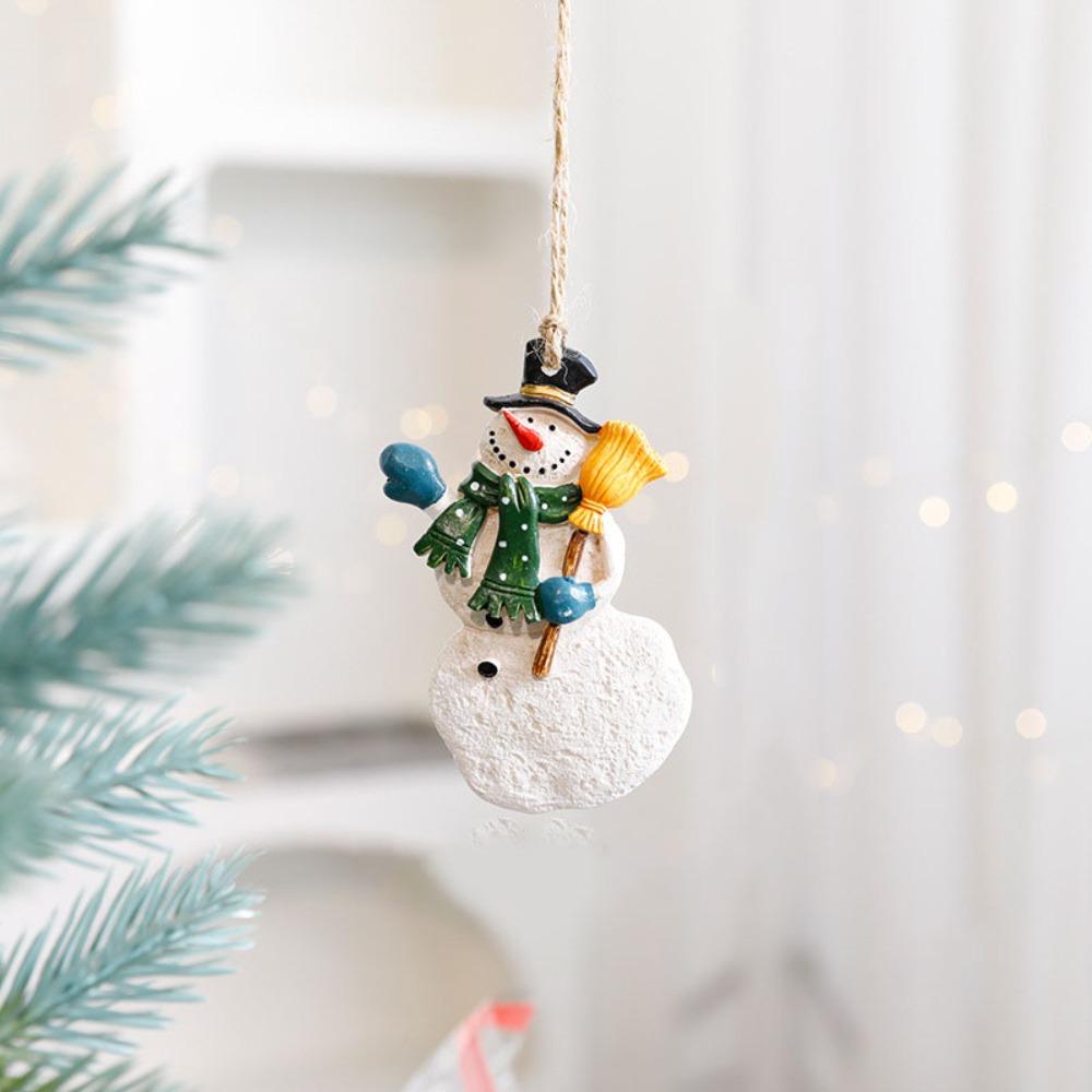 Resin Christmas Tree Hanging Ornament Snowman Xmas Pendant Festive Ornaments