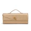 Trendy Spring And Summer Woven Soft Leather Dinner Bag Medieval Baguette Bag Organ Bag Horizontal Portable Messenger Bag