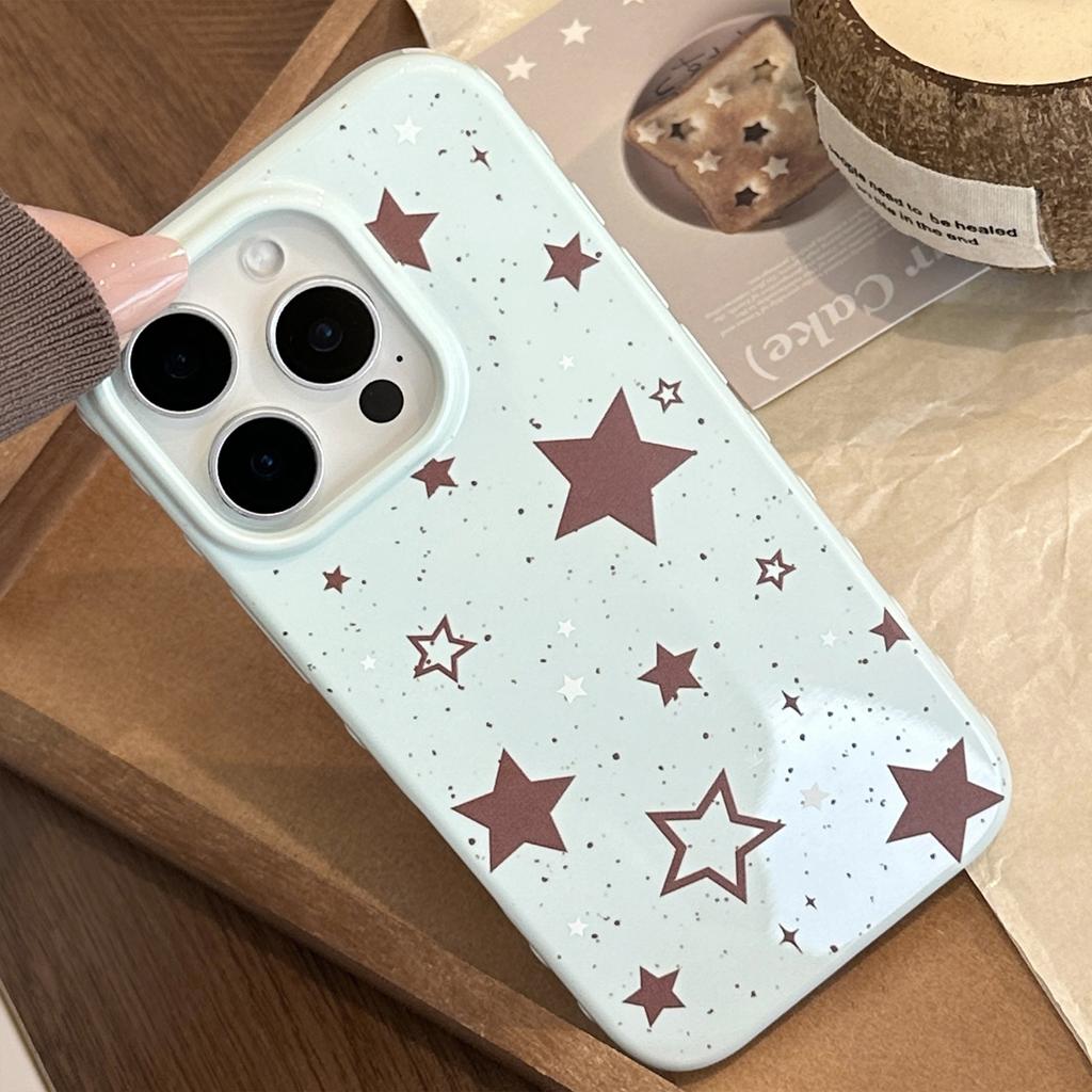 Retro Ins Style Brown Star Apple 16 Mobile Case IPhone 15 Pro Max Applicable To 12 Anti Fall 14 Soft 13