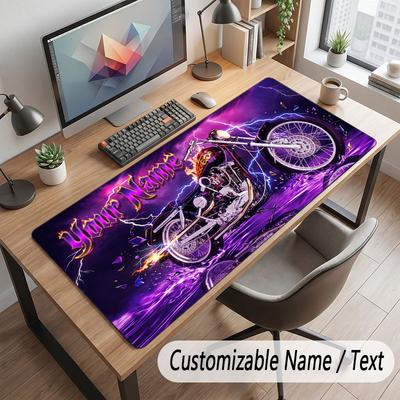 Motorrad-Thema Benutzerdefiniertes Mauspads Personalisierter Druck Name Text Schreibtischunterlage Für Home Office Tischdekoration